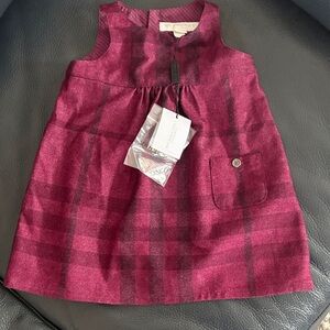 Burberry Kids Plaid Dress - Burgundy and Black